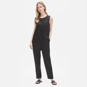 Eileen Fisher 100% Organic Linen Round Neck Jumpsuit Size L